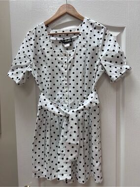 Black Polka Dot White Button-Front play suit